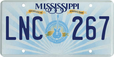 MS license plate LNC267