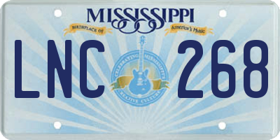 MS license plate LNC268