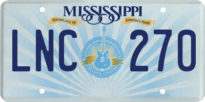 MS license plate LNC270