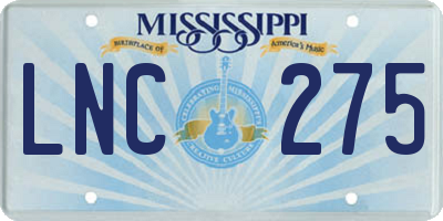 MS license plate LNC275