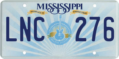 MS license plate LNC276