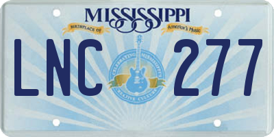 MS license plate LNC277