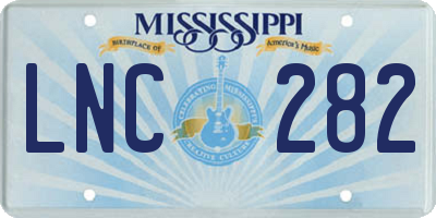 MS license plate LNC282