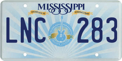 MS license plate LNC283