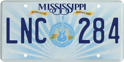 MS license plate LNC284