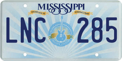 MS license plate LNC285