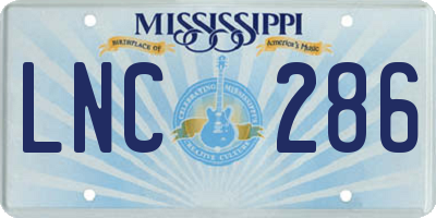 MS license plate LNC286