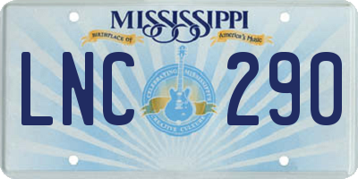 MS license plate LNC290