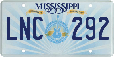 MS license plate LNC292