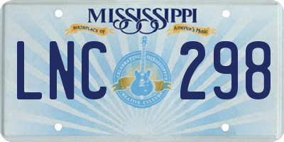 MS license plate LNC298