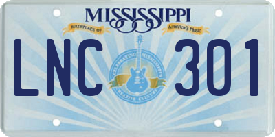 MS license plate LNC301
