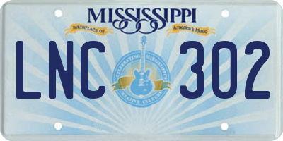 MS license plate LNC302