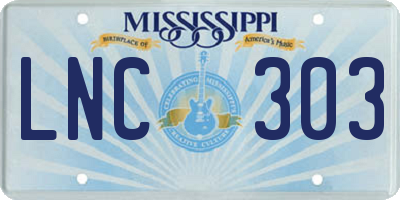 MS license plate LNC303