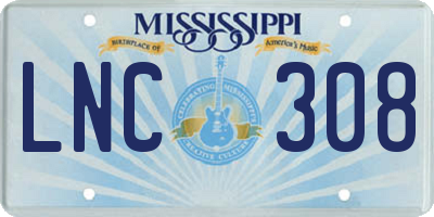 MS license plate LNC308