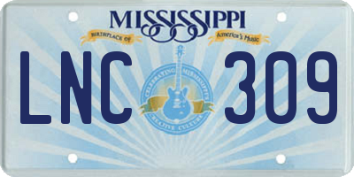 MS license plate LNC309
