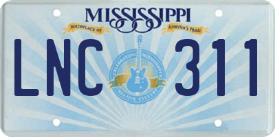 MS license plate LNC311