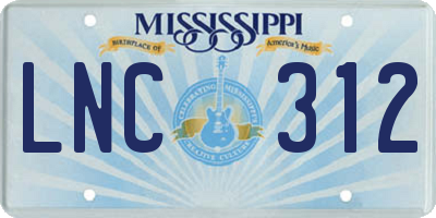 MS license plate LNC312