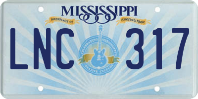 MS license plate LNC317