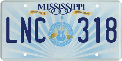 MS license plate LNC318