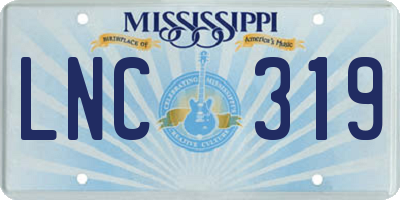 MS license plate LNC319