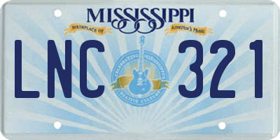 MS license plate LNC321