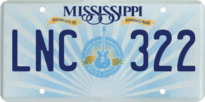 MS license plate LNC322