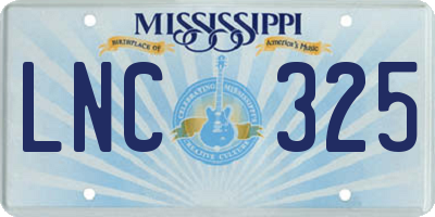 MS license plate LNC325