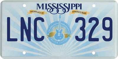 MS license plate LNC329
