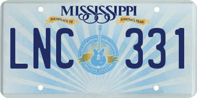 MS license plate LNC331