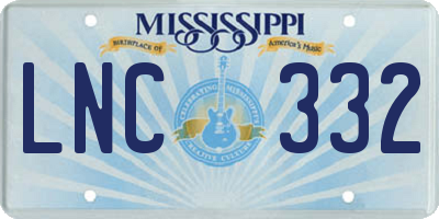 MS license plate LNC332