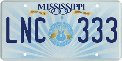 MS license plate LNC333