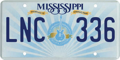 MS license plate LNC336