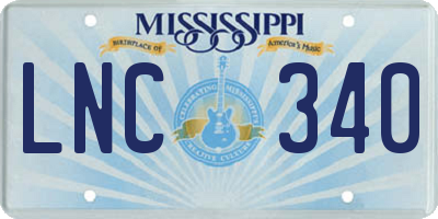 MS license plate LNC340