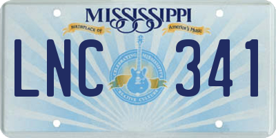 MS license plate LNC341