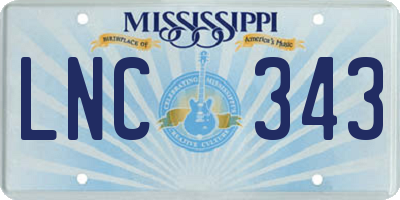 MS license plate LNC343