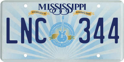 MS license plate LNC344