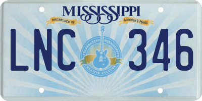 MS license plate LNC346