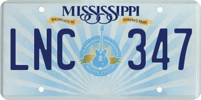 MS license plate LNC347