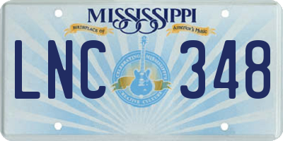MS license plate LNC348