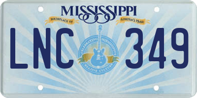 MS license plate LNC349