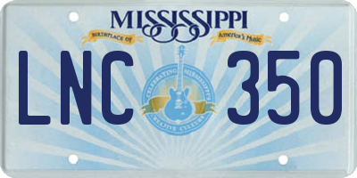 MS license plate LNC350