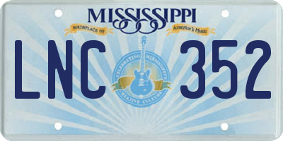 MS license plate LNC352