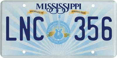 MS license plate LNC356