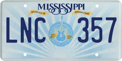 MS license plate LNC357