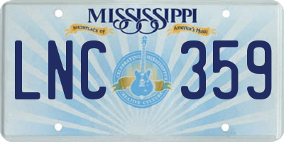 MS license plate LNC359