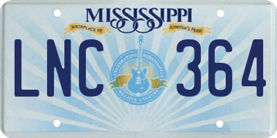 MS license plate LNC364