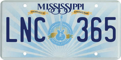 MS license plate LNC365