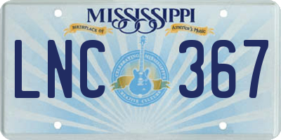 MS license plate LNC367