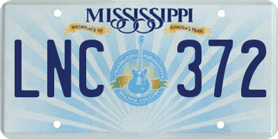 MS license plate LNC372