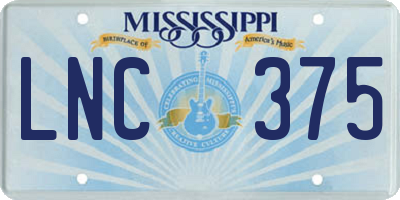 MS license plate LNC375